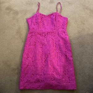 LILLY PULITZER DEMI CONVERTIBLE LACE FLORAL DRESS IN BERRY SANGRIA SIZE 6